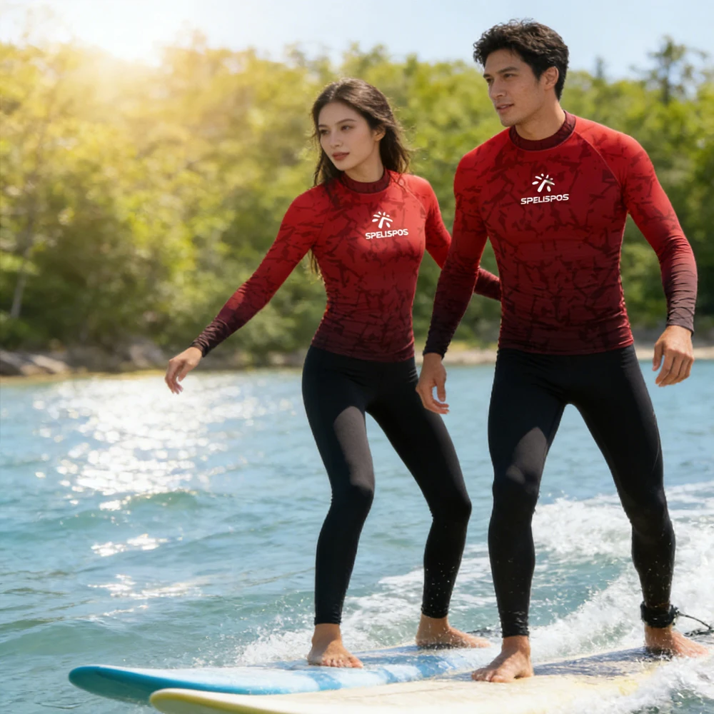Long Sleeve UPF50+ Men's and Women's Surfing Clothing Rash Guard Luxury Swimming Shirt Beachwear Surf Clothes for Water Sport