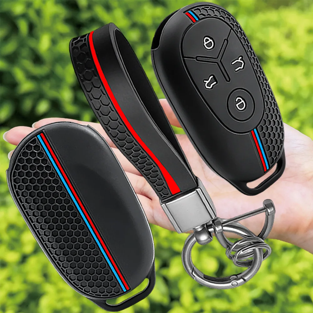 4 Button For Geely EX2 GEOME Galaxy 2025 Light Star Wishes Exploration Youth Version Silicone Key Case Cover Holder Chain