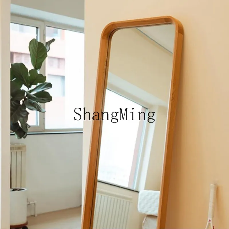 CL  full-body floor-to-wall fitting mirror cherry wood solid wood non-punching piercing mirror