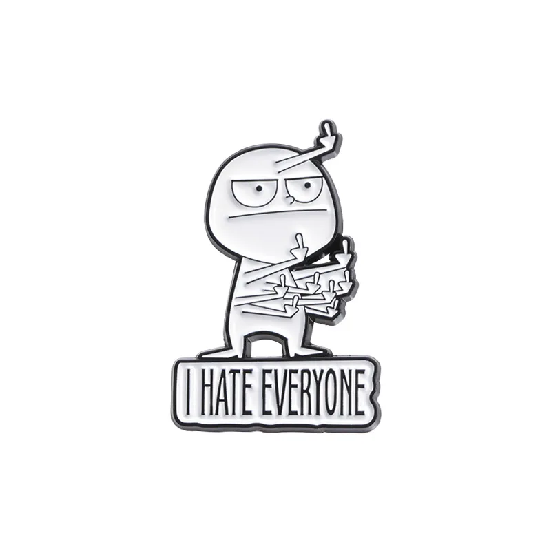 Personality Funny Boy Brooch Anime I Hate Everyone Enamel Pins for Hat Gifts