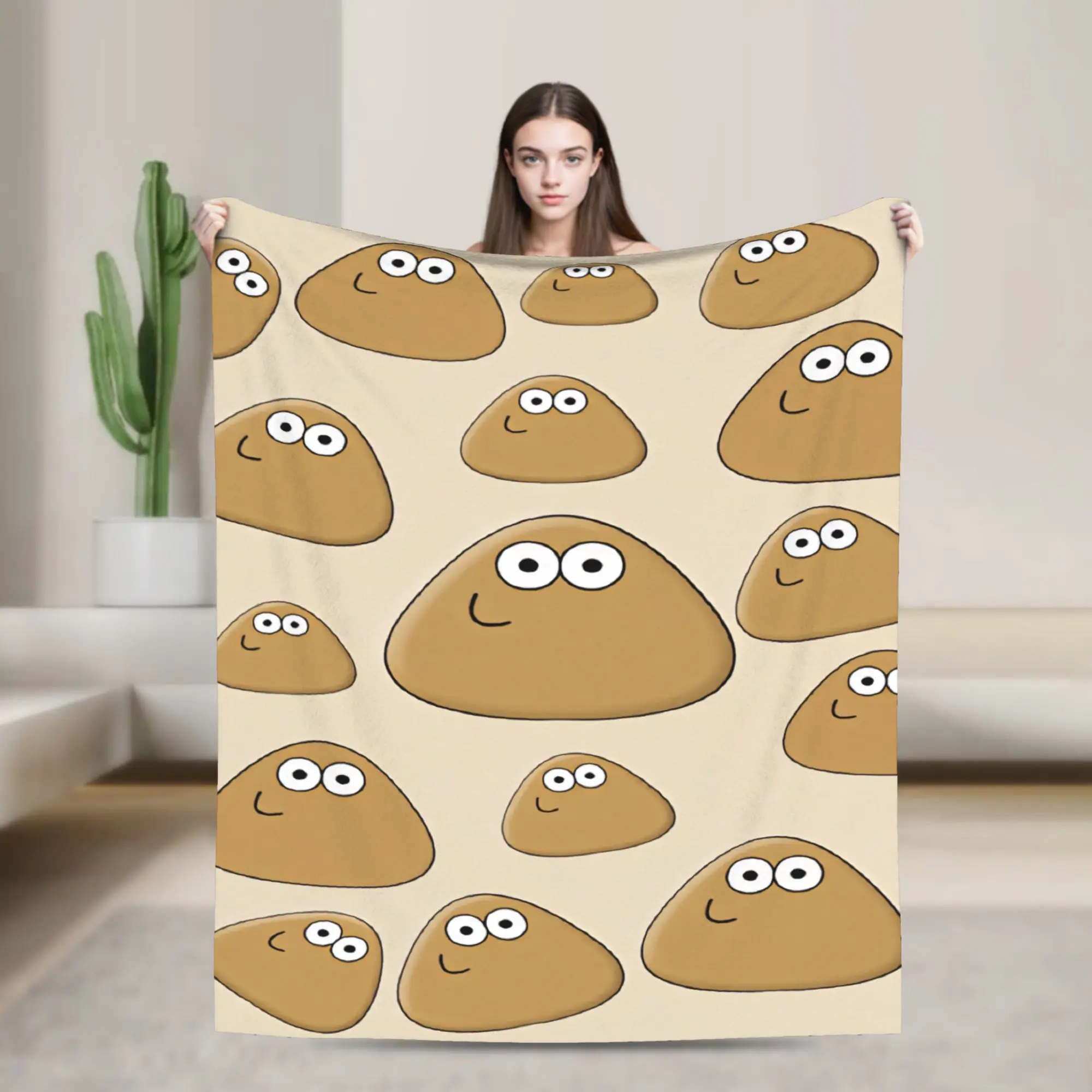 Pet Alien Pou Animated Television Warm Cozy Blankets Plane Travel Throw Blanket Home Decor Flannel Bedspread Sofa Bed Cover