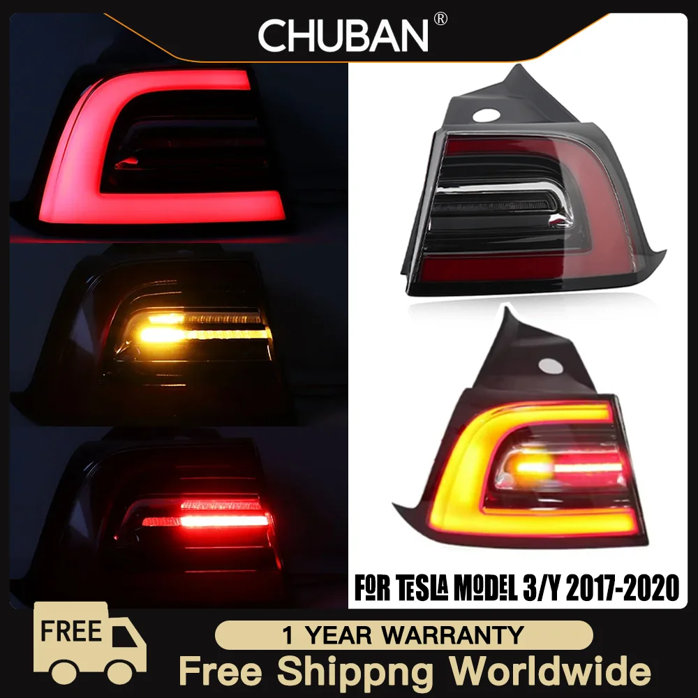 

Комплект светодиодных задних фонарей 2017-2020 Tesla Model 3 & Y, универсальный поворотный тормоз, противотуманный фонарь с последовательным потоком, обновление премиум-класса Plug-and-Play