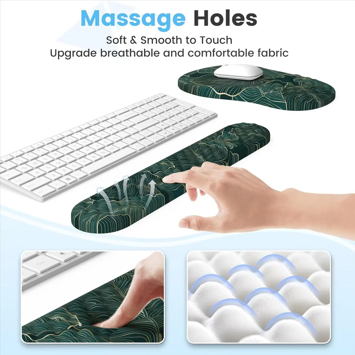3 PCS Ergonomic Mouse Pad with Wrist Rest and Keyboard Pad Set, A Main in Electronic products