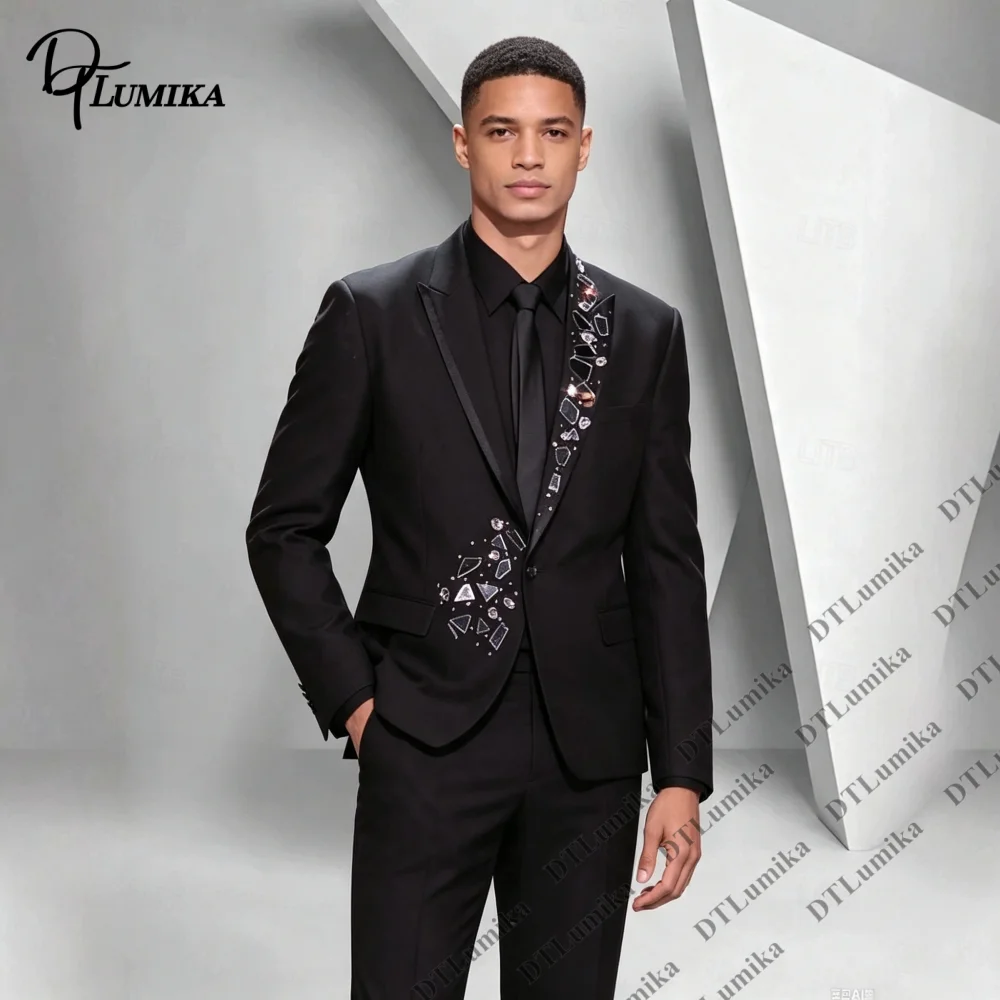Men Formal Wear Office - Bespoke Geometric Accent Men Formal Blazer
