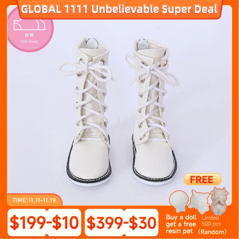 

Обувь для куклы BJD 1 пара 6,5 см Сапоги из искусственной кожи Модные мини-игрушечные кружевные парусиновые туфли 1/4 куклы для Fairyland Luts Аксессуары для кукол