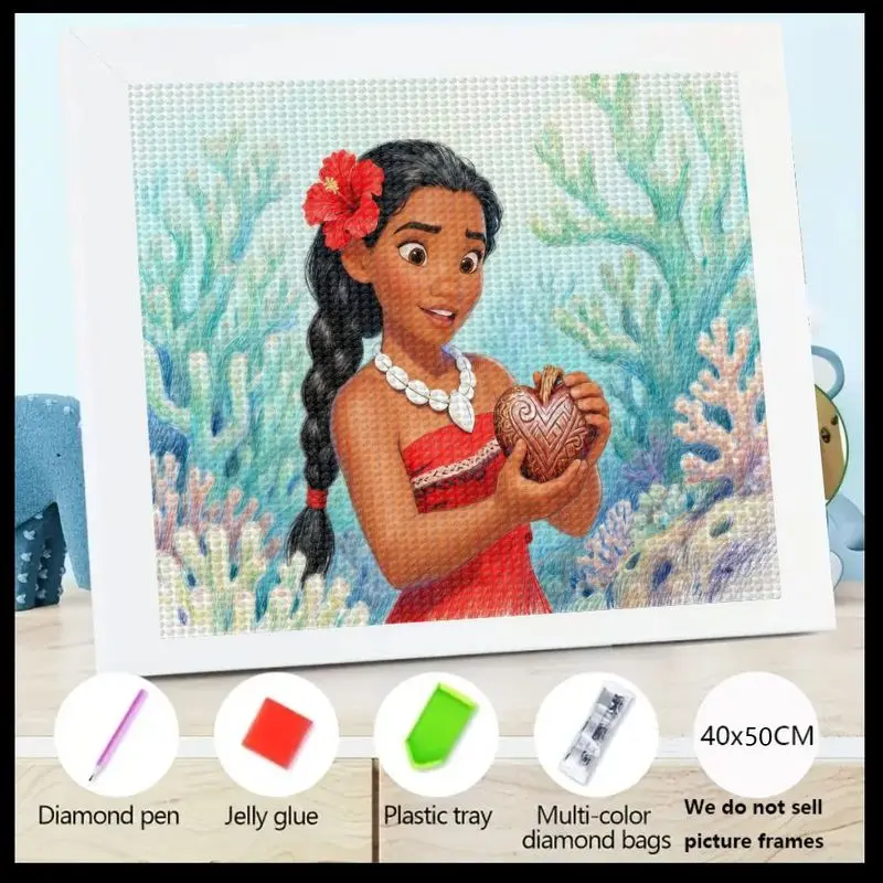 

1PC Moana Disney Princess 5D Diamond Painting Kit, Full Drill DIY Cartoon Character Art & Craft Set for Kids & Adults, Featuring