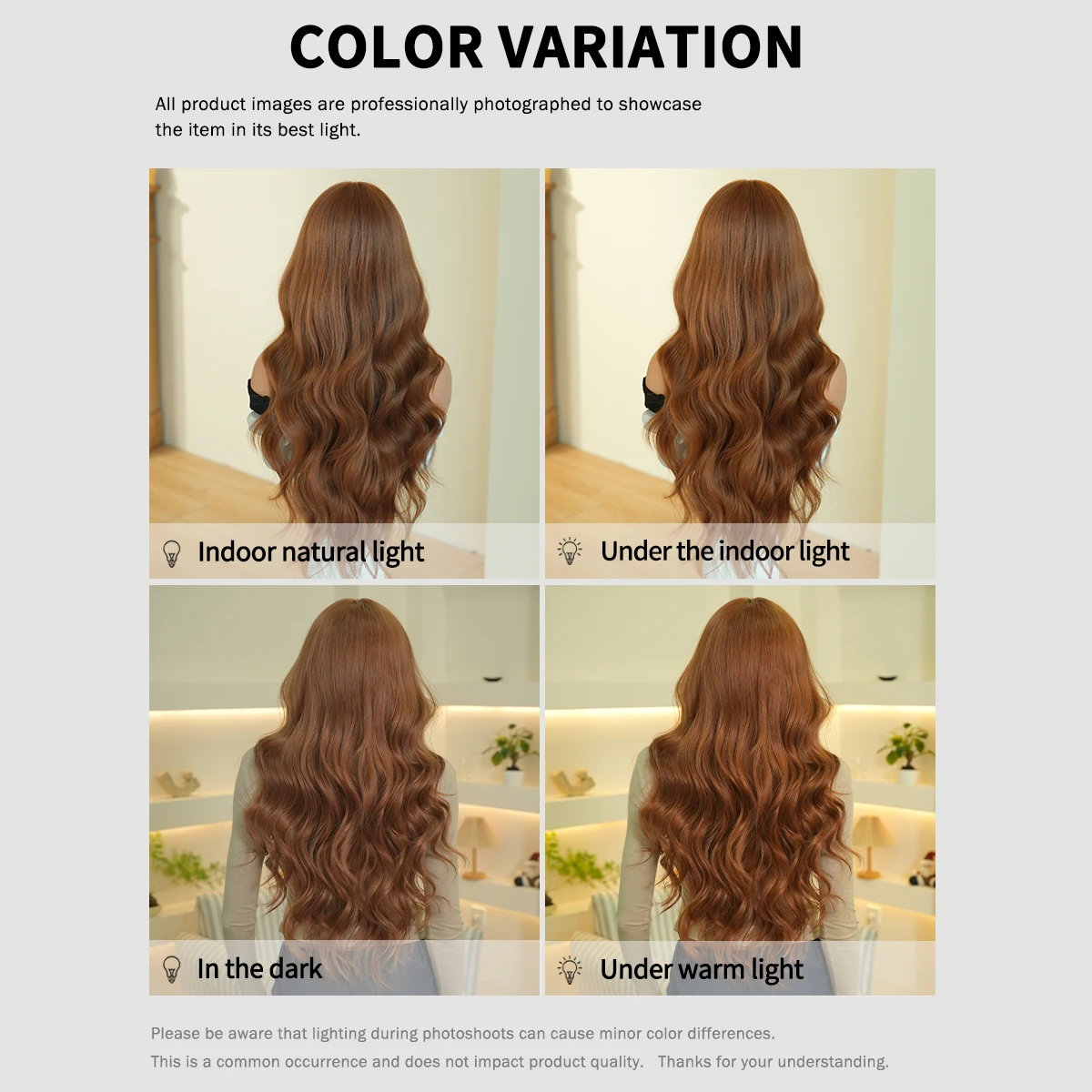 7JHH WIGS Long Body Wave Honey Brown Wig for Women Modest Fashion High Density Synthetic Wear and Go Copper Wigs with Neat Bangs - view 6
