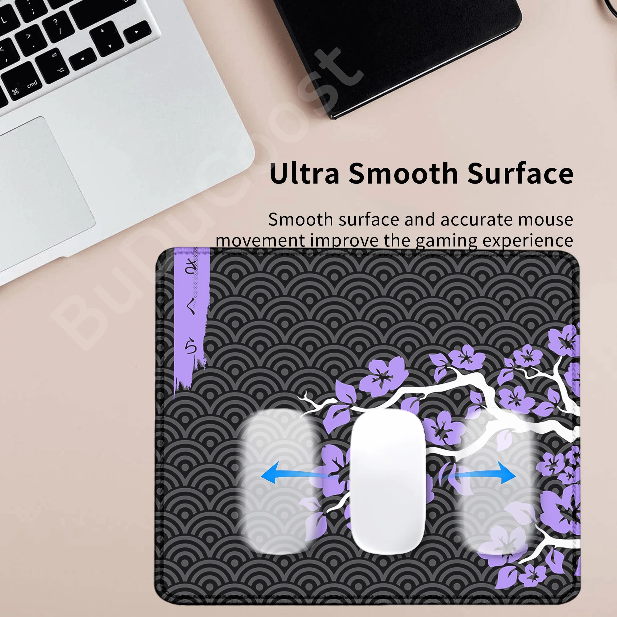 Small Size Mousepad Sakura Art Design Rug 18x22cm Gaming Accessories Purple Flower Cute Deskmat Lock Edge Keyboard Mice Mat Gift