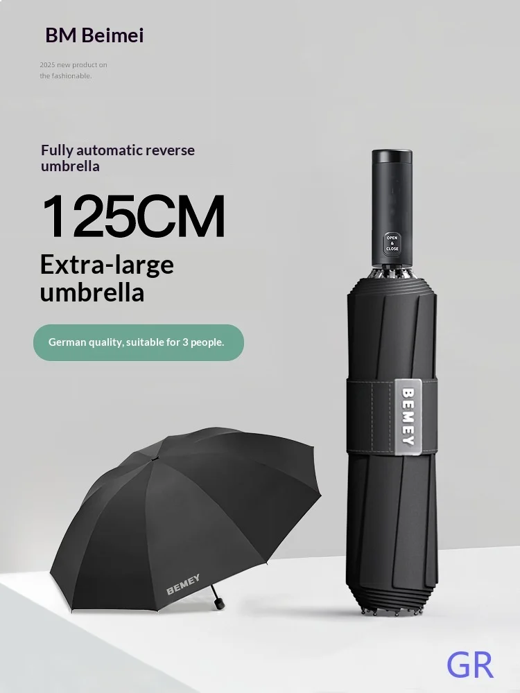 Automatic Umbrella Extra Large Reinforced Windproof Rain Umbrella for Men Women Sun Rain Dual Use