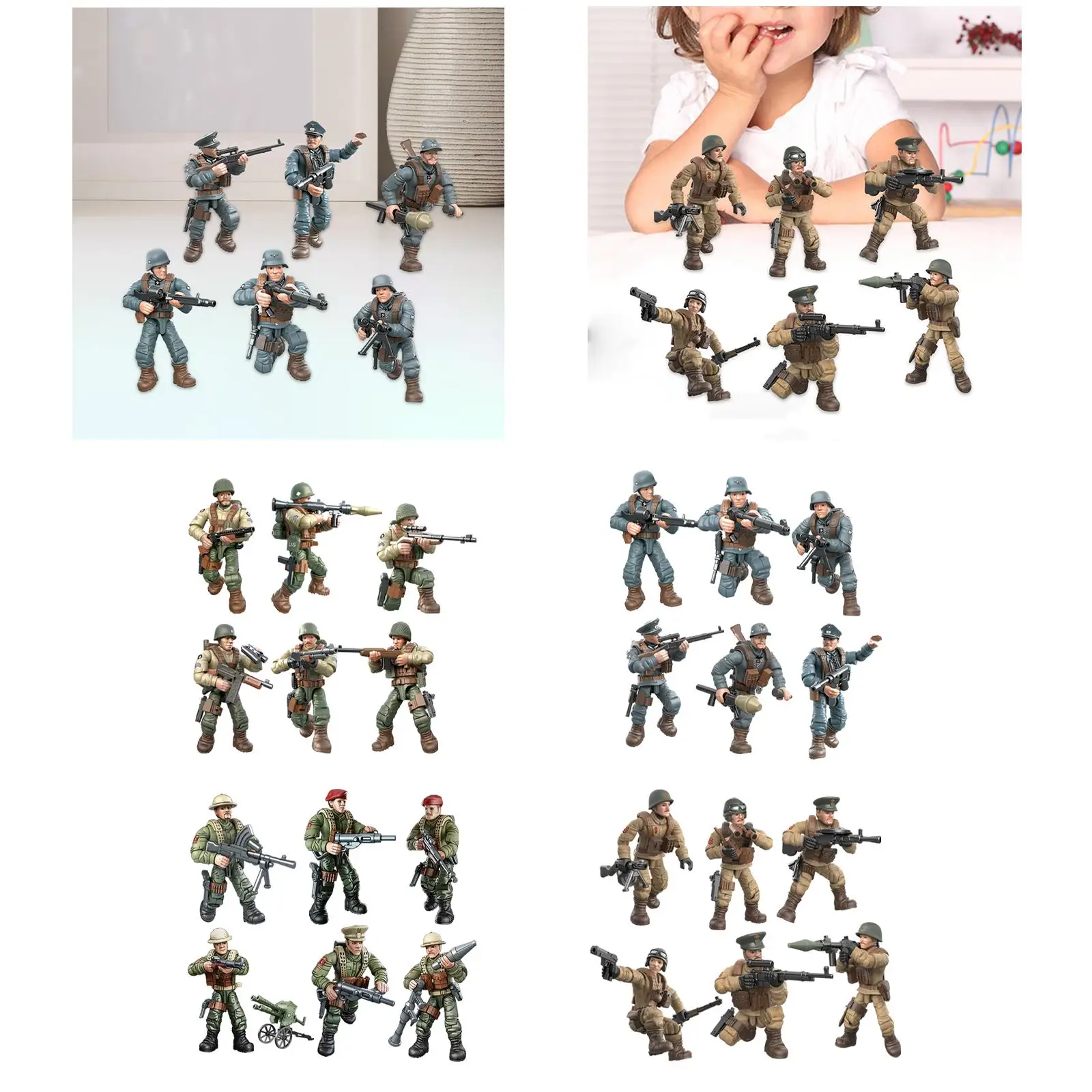 6 Pieces Miniature Soldiers Decorative Model Building Blocks Toys for Layout