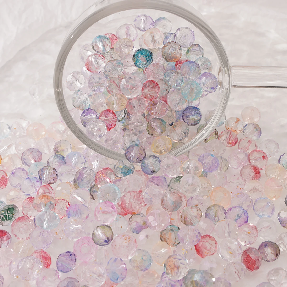 50pcs glass Cut Surface Colorful Diamond Crystal Beads Unique Scattered Beads Handmade DIY Materials Accessories