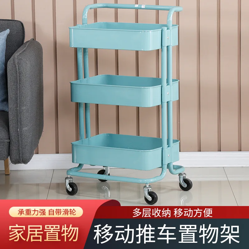 

Small trolley storage rack, kitchen floor-standing multi-layer baby snack mobile bathroom storage rack