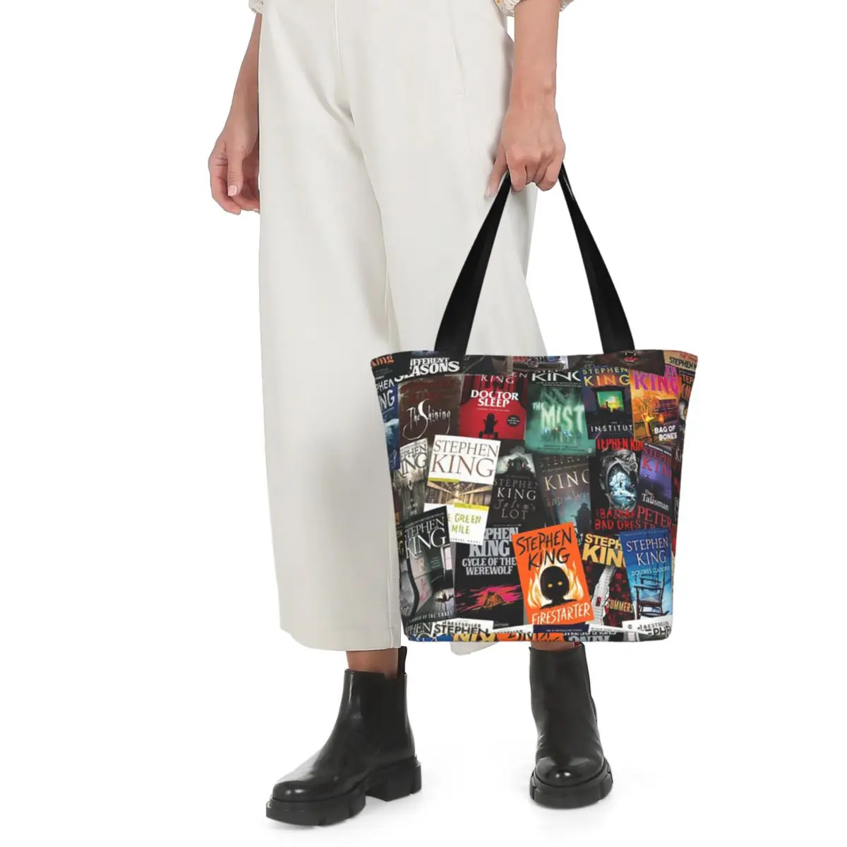 stephen-king-capas-de-livro-horror-bookworm-sacola-de-compras-lona-grande-capacidade-sacos-de-ombro-shopper-bolsa-de-mercearia-feminina
