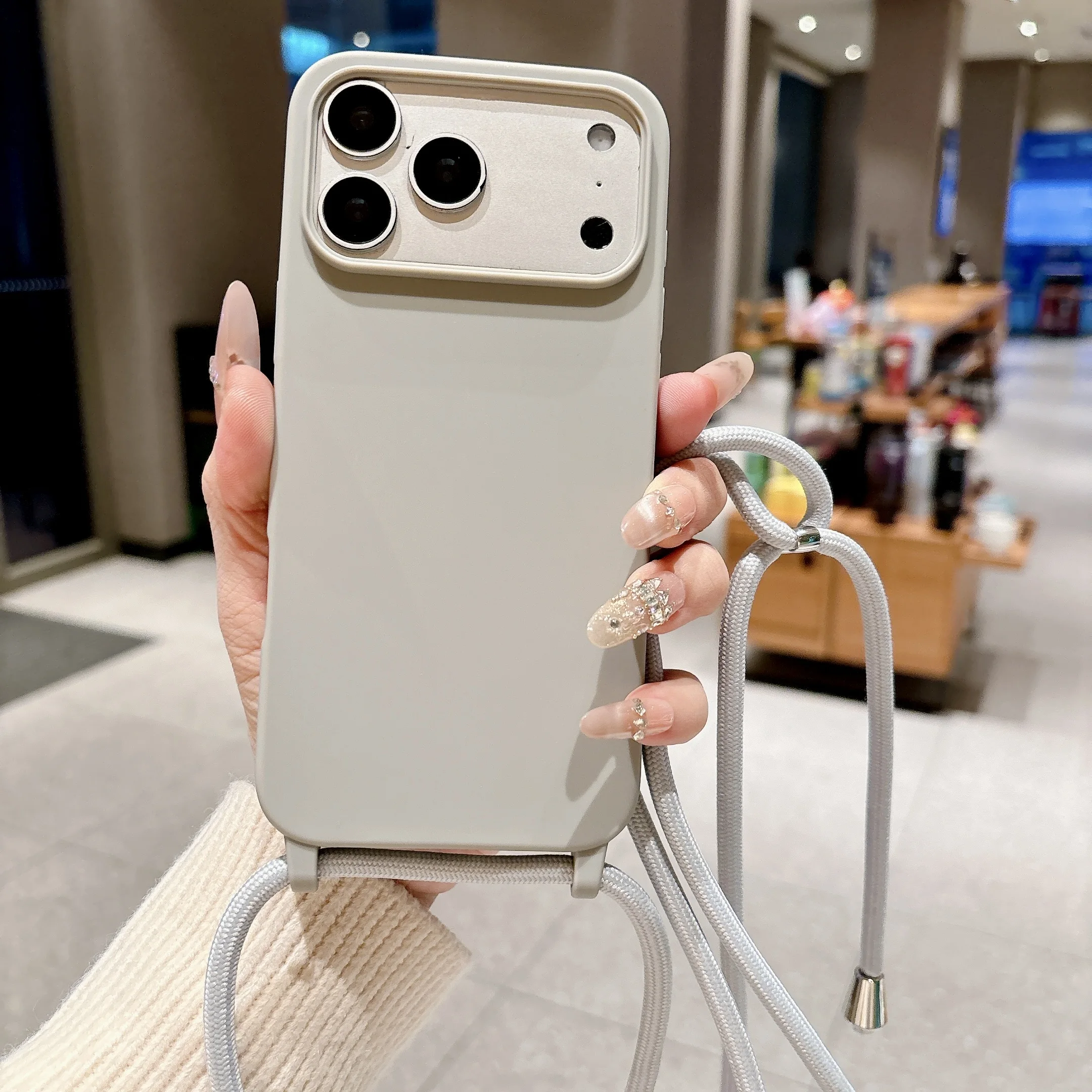 Adjustable Crossbody Shoulder Phone Case For iPhone 13 12 Mini 11 Pro XS Max X XR 8 7 6 Plus Matte Candy Color Silicone Cover view 4