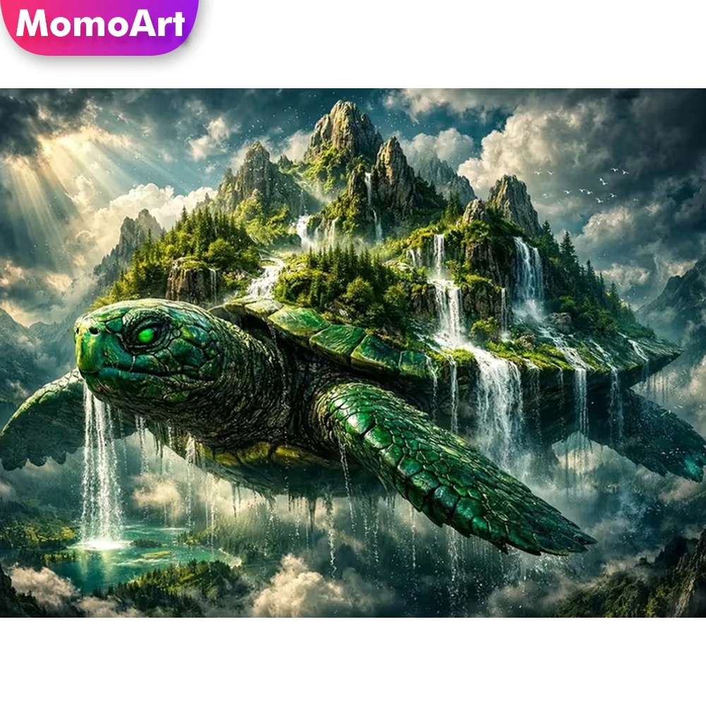Momoart Diamantmalerei, Schildkröte, Tier, geeignet für Anfänger, Diamantstickerei, Berg, abstrakt, DIY, Mosaik, Urlaubsgeschenke