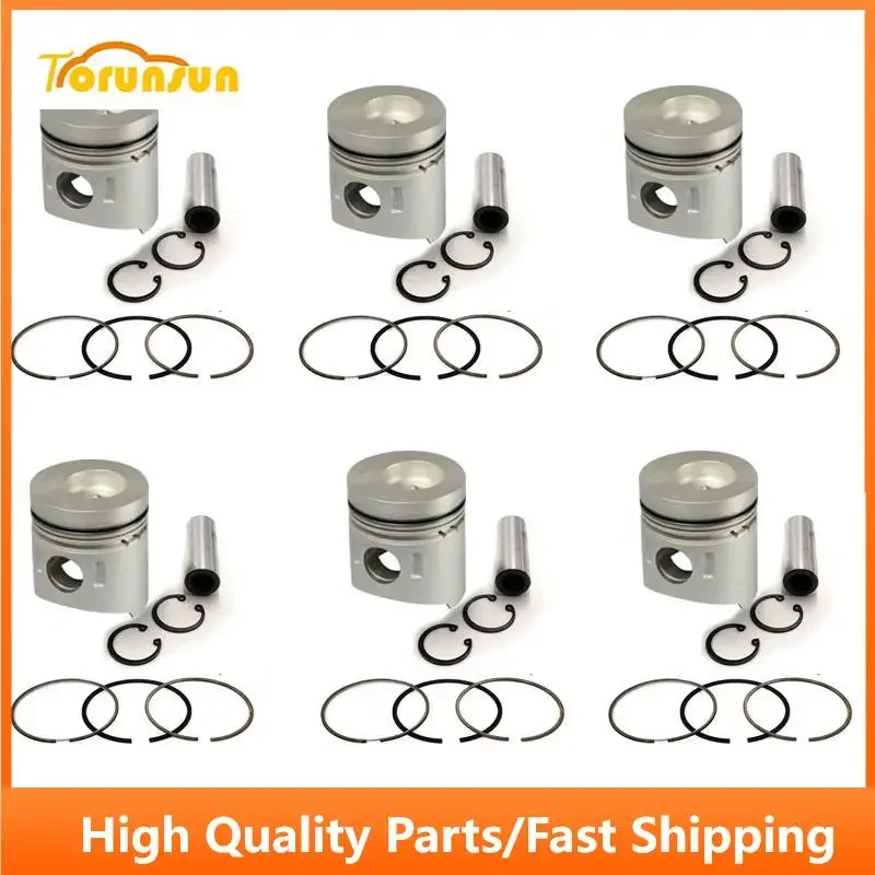 

New 6 Sets STD Piston Kit With Ring ME012858 Fit For Mitsubishi 6D31 Engine 100MM