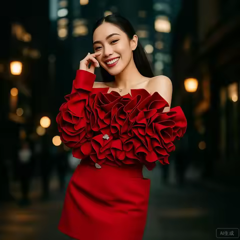 Elegant Red Off‑Shoulder Pleated Sleeve Mini Dress Party Evening Wedding Guest Dress 2025 Trending Women&rsquo;s Fashion Plus Size