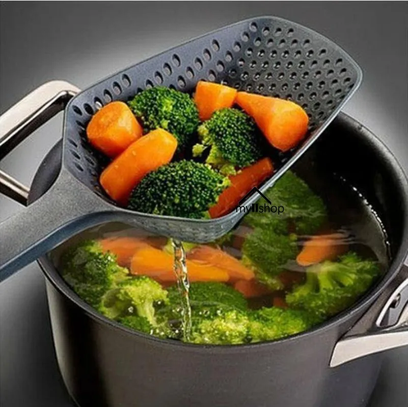 Portable Nylon Spoon Soup Spoon Strainer Colorful Ladle Anti-scald Skimmer Fry Food Mesh Handy Filter Colanders Kitchen Tools