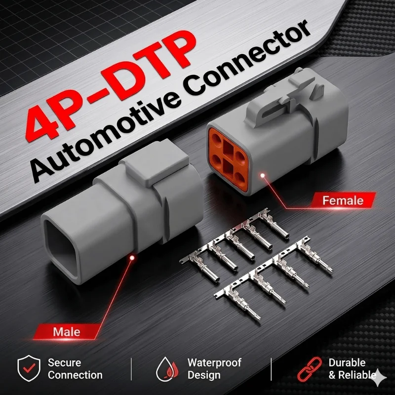 4Pin Deutsch DTP Connector DTP04-4P DTP06-4S Gray Male Female Waterproof Auto Plug Marine Bus Truck