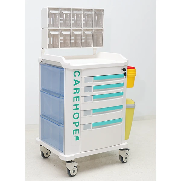 EM-ET090 Hospital Furniture ABS Medicine Trolley aMedical Crash Cart