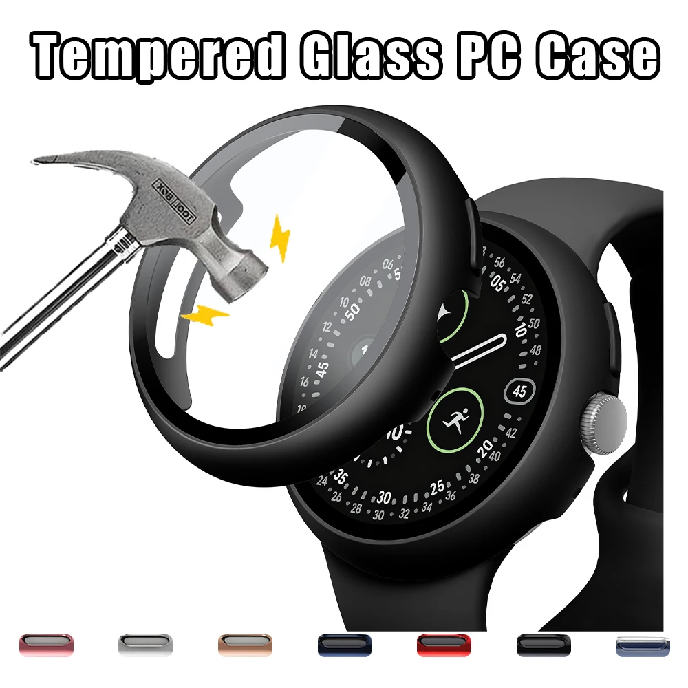 PC Case for Google Pixel Watch 4 Screen Protector 41mm 45mm Hard Tempered Glass Protective Shell Bumper Cover for Pixel Watch 4