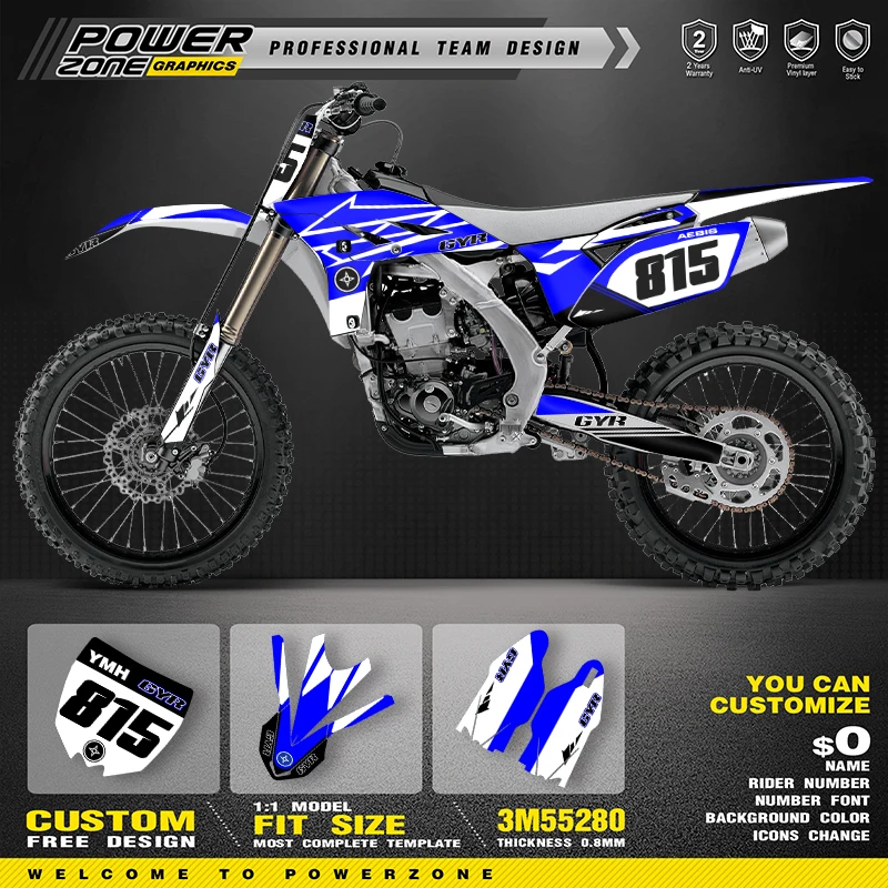 

PowerZone пользовательские графические фоны для команды, набор наклеек для YAMAHA YZF 250 2010 2011 2012 2013, наклейки на мотоцикл 010