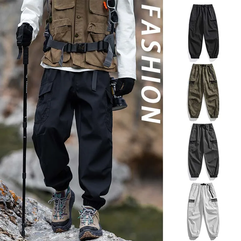 

American Style Men's Waterproof Hiking Pants Loose Side Fit Mesh Breathable Dissipatior Outdoor Camping Fishing Loose Pants