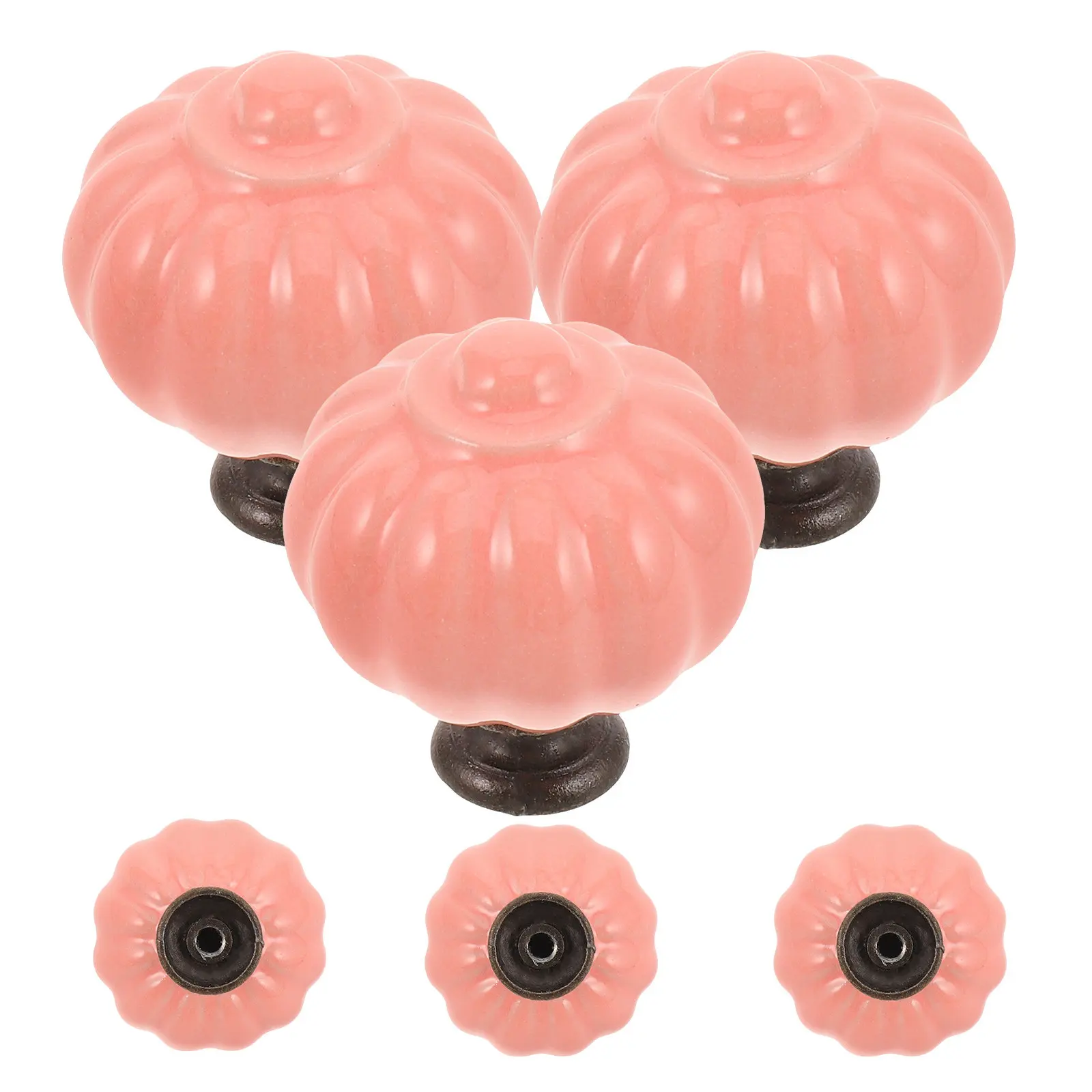 6Pcs Pumpkin Ceramic Drawer Knobs Cabinet Pulls Dresser Handles Vintage Fall Decor Kitchen Closet Wardrobe Hardware Set