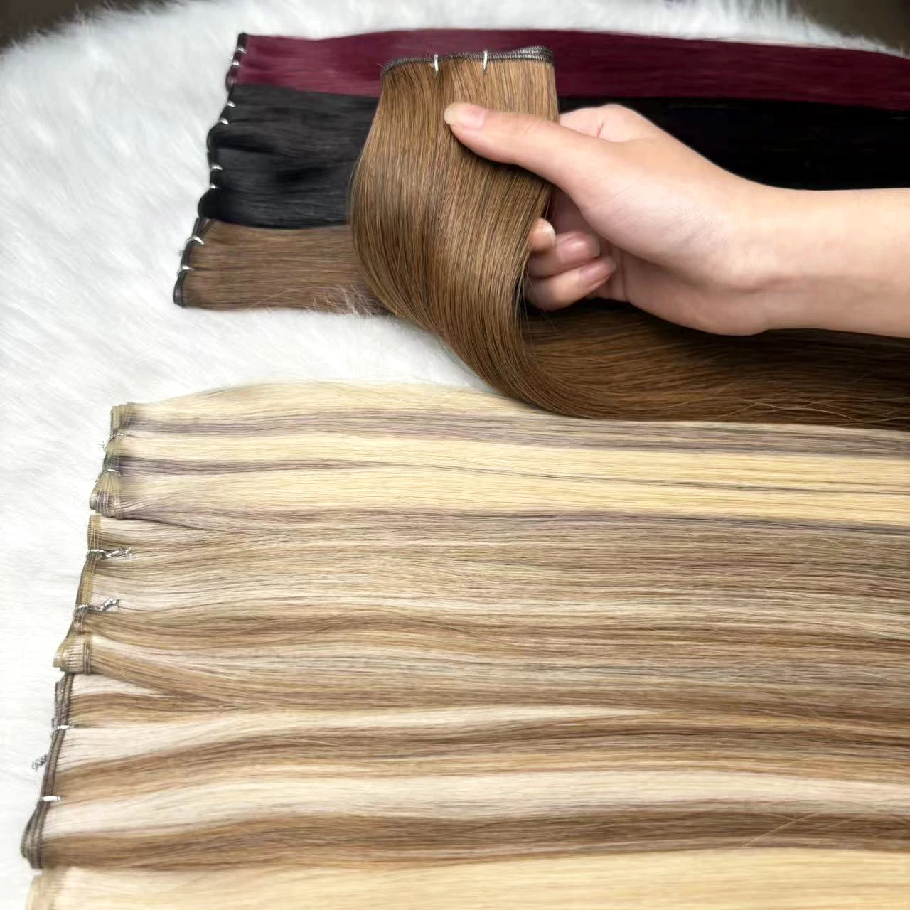 عبقرية لحمة 100 جرام/الحزمة 100% وصلة شعر بشري لعذراء لصالون لحمة غير مرئية 22 بوصة 24 بوصة حزمة شعر للنساء