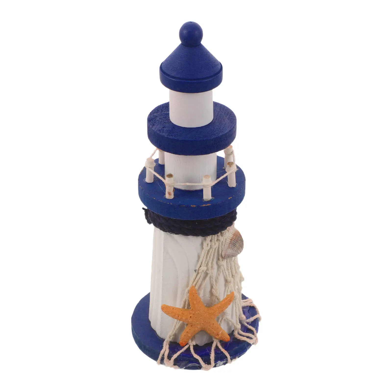 Mediterranean Wooden Lighthouse Nautical Coastal Ocean Decor Tabletop Ornaments Shell Star Rope Beach House Room Decor