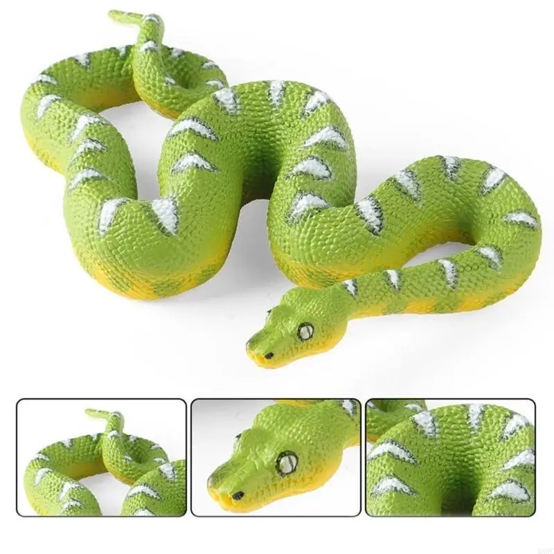 M89C Handmade Painted Snake and Baby Figurine Realistic Wild Animals Kingdom Toy Craft Supplies for Children Student