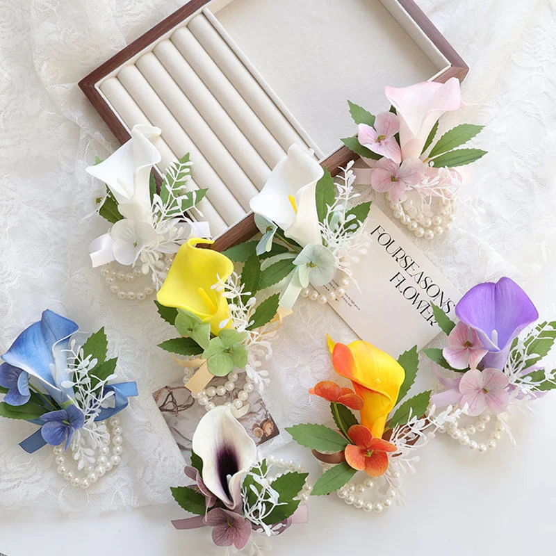 

2pcs Set White Bohemian Rose Flower Corsage & Wristlet Set - Perfect for Brides, Groomsmen, and Wedding Decorations 25040