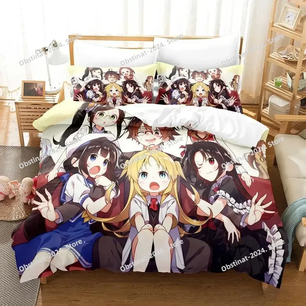 

Kawaii Anime The Ryuo's Work Is Never Done Bedding Set Single Twin Full Queen King Size Bed Set Adult Kid Bedroom Duvetcover Set