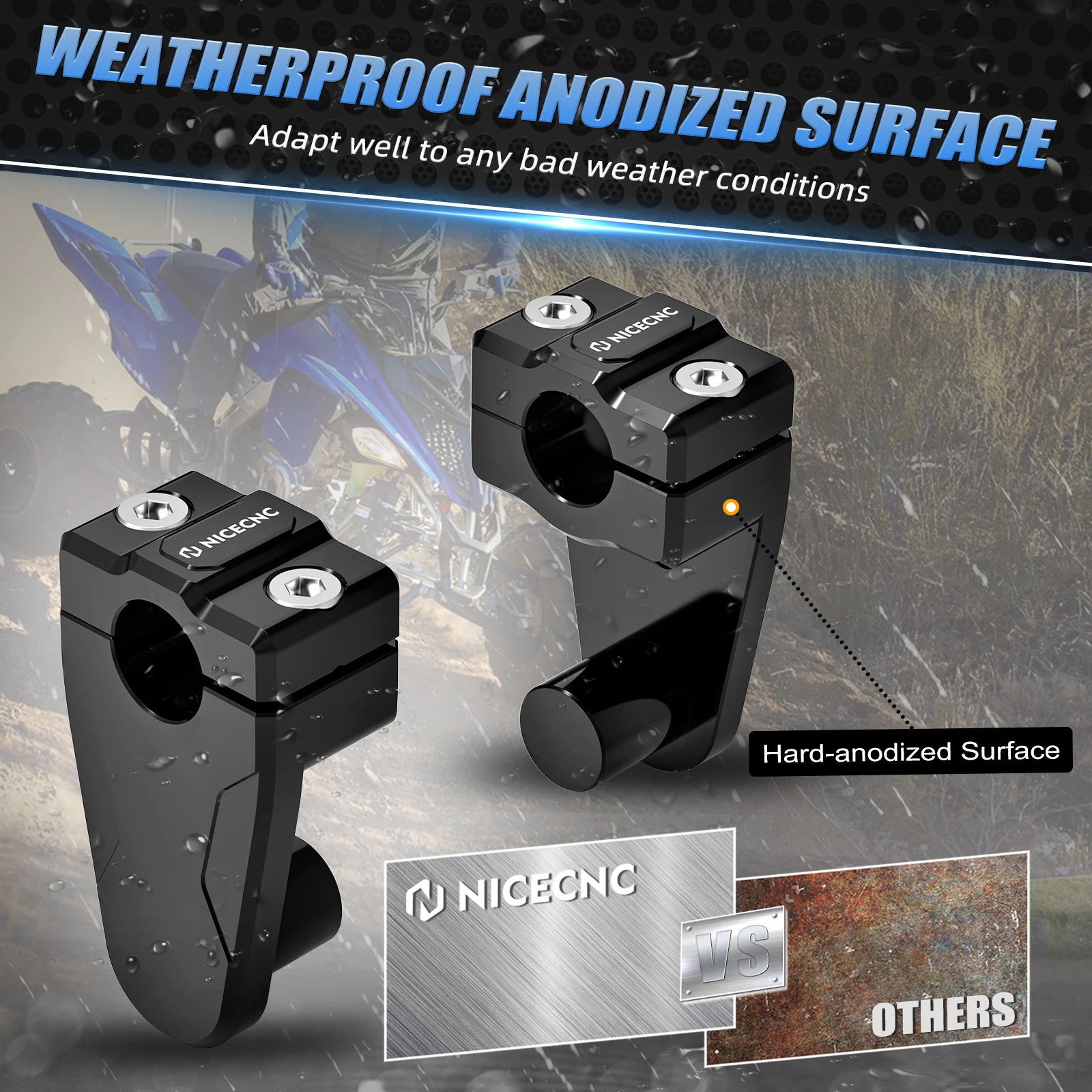 

ATV Handlebar Risers For Yamaha Raptor 700 700R 2013-2023 Banshee 350 YFZ350 1987-2001 Blaster 200 YFS200 1988-2001 Aluminum