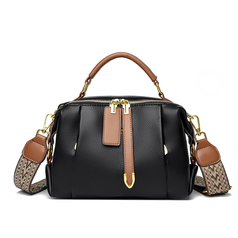 

New 2 Layers Shoulder Totes Bags For Women Quality Pu Leather Wide Strap HandBags Designer Arrow Zipper Ladies Crossbody Bag Sac