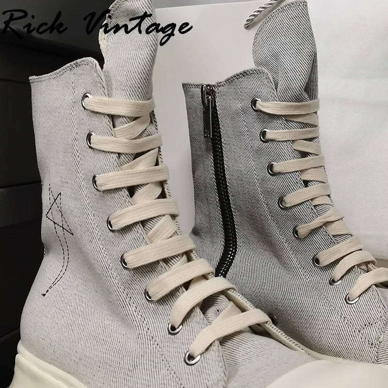 Rick Vintage High Top Canvas Shoes Women Casual Fashion Breathable Platform Lace Up Sneakers Shoes Men\'s Large Size Trend Shoes