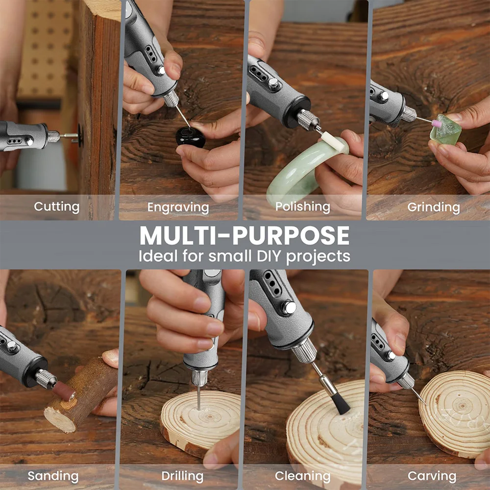 25000 دورة في الدقيقة أداة دوارة لاسلكية متعددة قلم نقش صغير مثقاب كهربائي USB لاسلكي مع ملحقات مجموعة ذاتية الصنع متوافقة مع دريمل