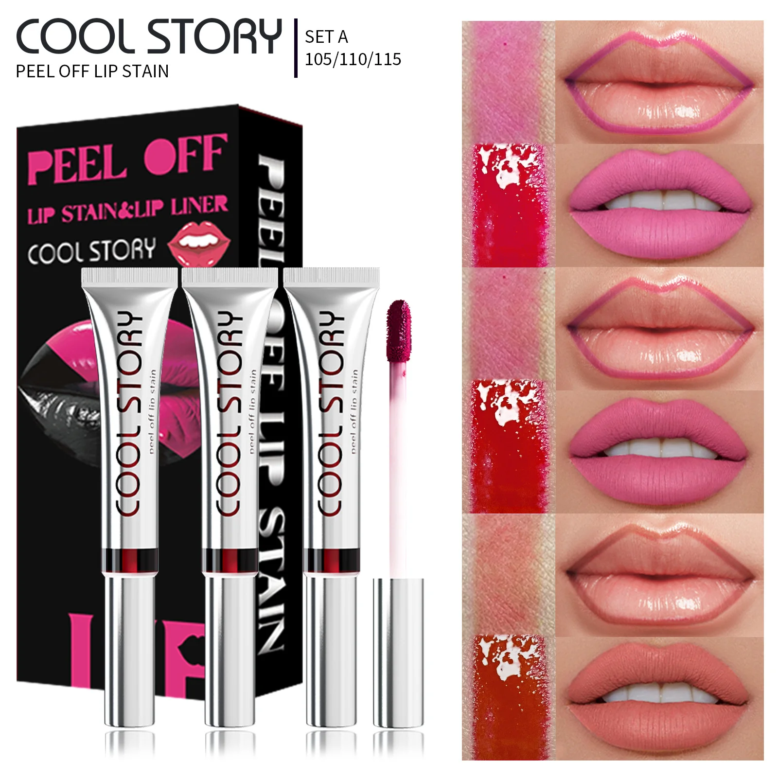 Coolstock ฉีก lip liner ลิปกลอสเนื้อแมทสีทึบไม่ติดถ้วยลิปสติกชนิดน้ําติดทนนานการเก็บรักษาสีกันน้ํา