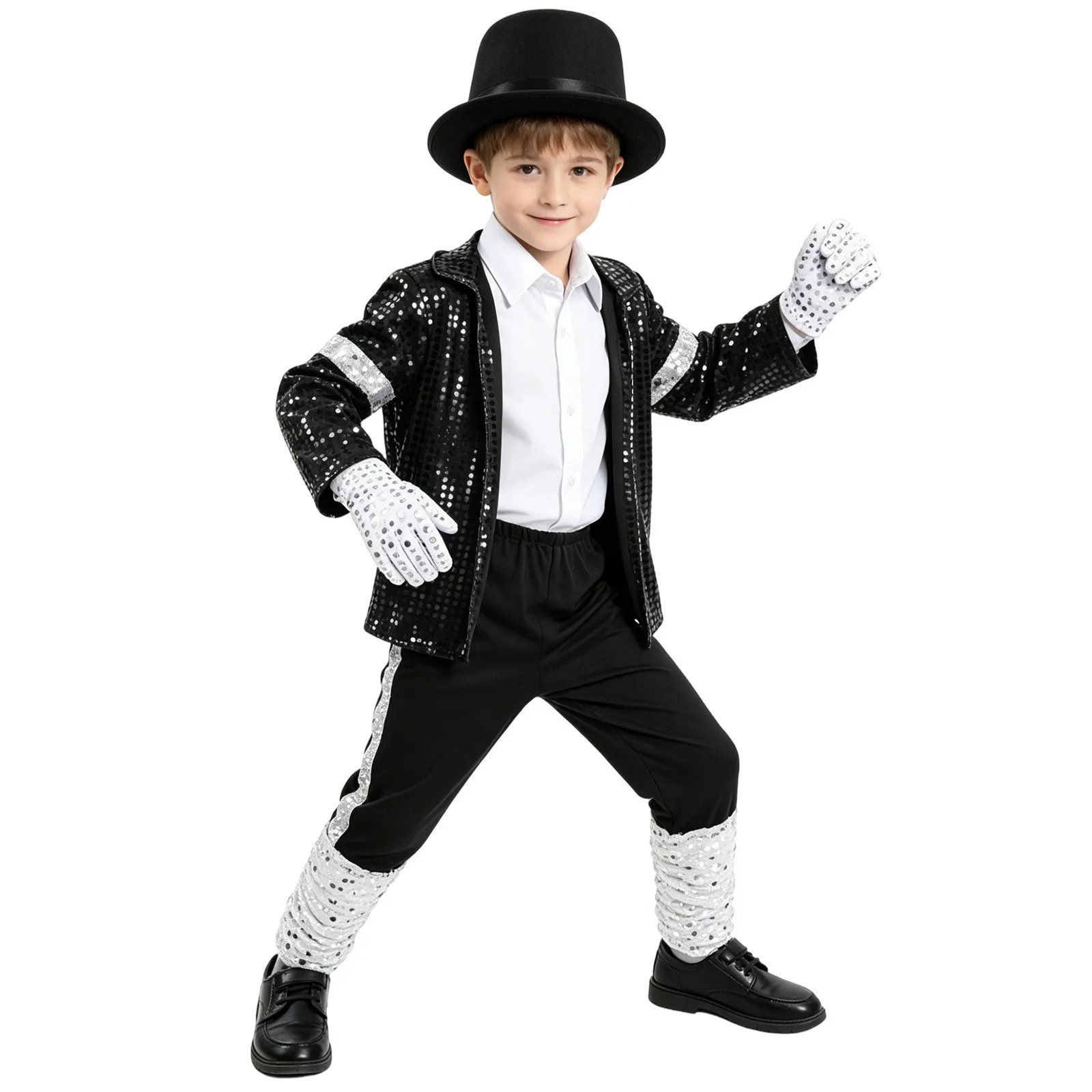 Kids Jackson Pop Star Jackson Cosplay Costume Halloween Carnival Stage Performance Clothes Hip Hop Dance Outfit view 3