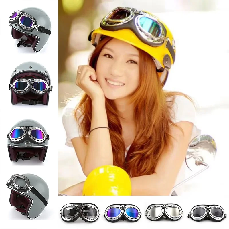 

Cycling Goggle Aviator Pilot Style Cruiser Scooter Motocross Goggles Scooter Mopeds Half Helmet Vintage Motorcycle Goggles