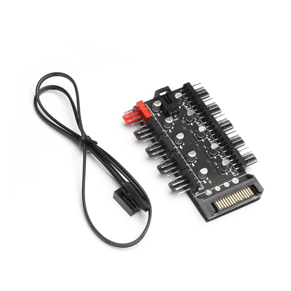 Moederbord 1 tot 10pin Fan 4 Pin PWM Koeler Fan HUB Splitter Uitbreiding 12 V Voeding Socket PC Speed controller Adapter