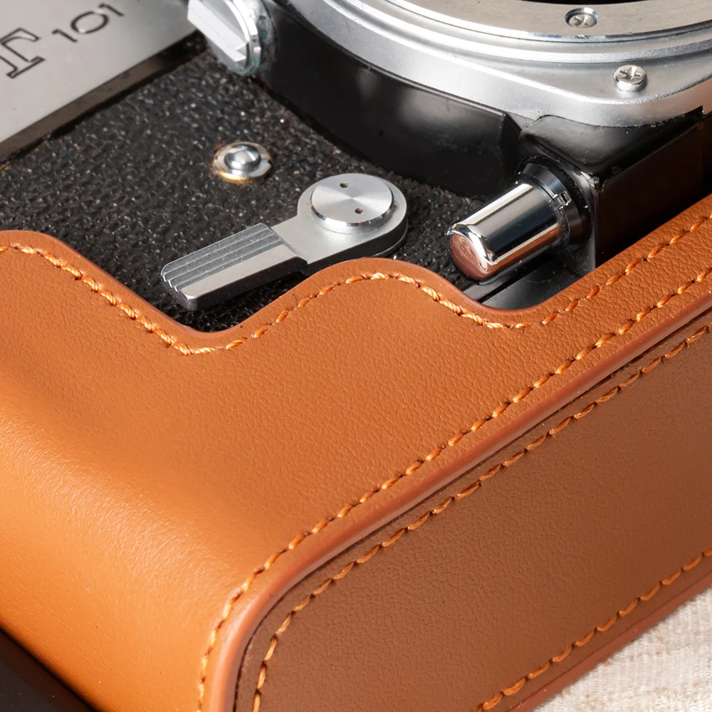 กล้องหนังแท้ครึ่งสําหรับ Minolta SRT-101 กรณี SRT-101 กระเป๋าหนังกระเป๋ากล้องป้องกันกรณีอุปกรณ์เสริมการถ่ายภาพ