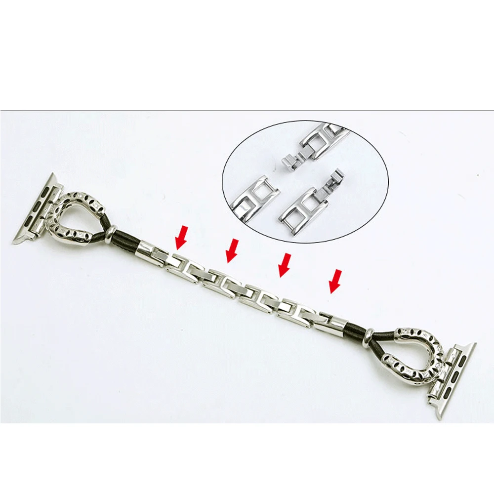 Pulseira de aço inoxidável para Apple Watch, corda de pele de carneiro, 44mm, 45mm, 40mm, 49mm, 41mm, iWatch Series 9, 8, SE, Ultra 2