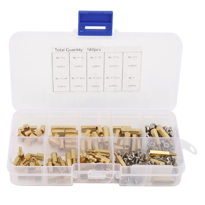 180pcs M2.5 Brass Standoff Spacer Pillar Nut Screws Male Female Hex Pillar Set