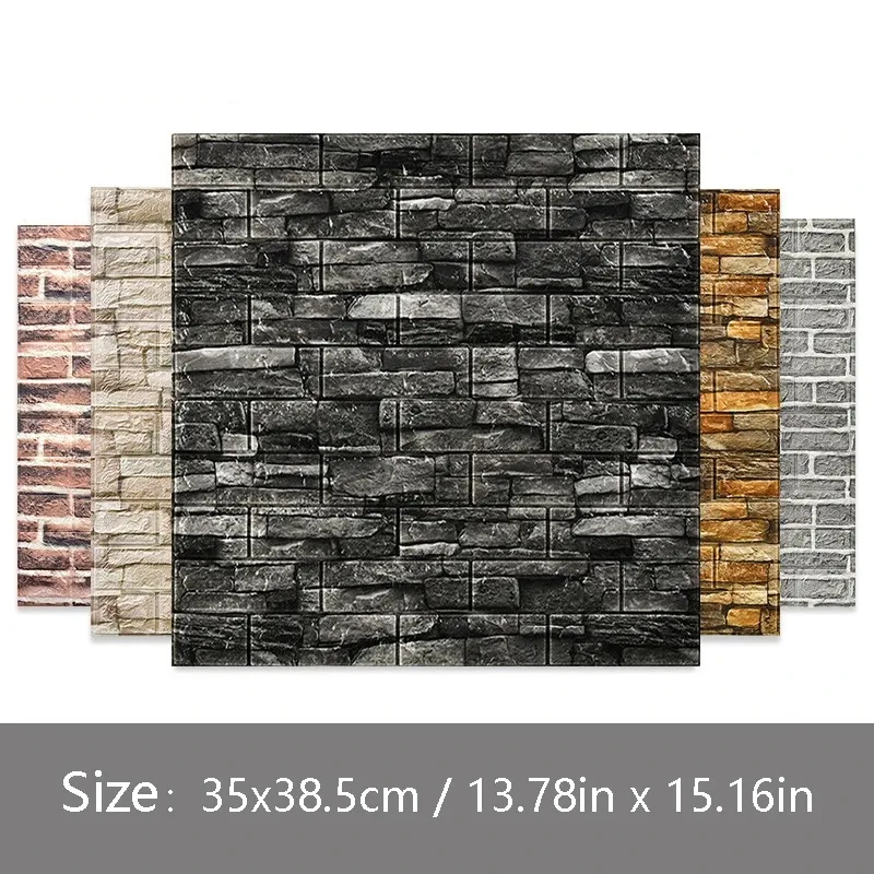 38.5cm*35cm PVC 3d Wallpaper Brick Pattern Self-adhesive Panels Foam Living Room Decoration Home Waterproof Wall Stickers