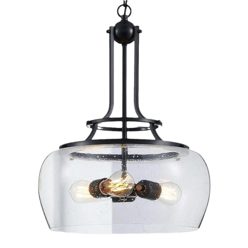 Italian Wrought Iron Transparent Glass Pendant Lights Minimalist Loft Cafe Suspension Chandeliers Restaurant Living Room Hotel view 6