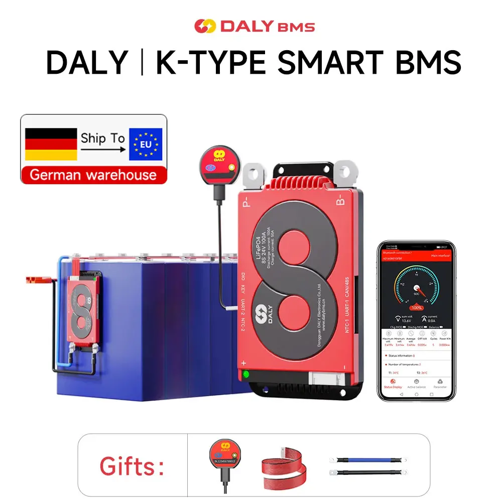 Daly Smart BMS Lifepo4 4S 12v 8S 24V 16S 48V BMS RS485 CANBUS 100A 200A 250A Battery 18650 1A 5A Active Balancer 5-day delivery