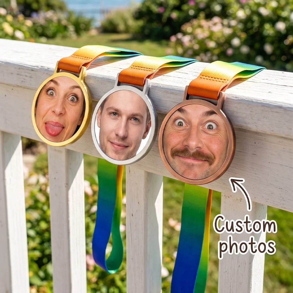 Custom, Personalized, Custom Photo Medal, Funny Face Award, Custom PictureMedal, Gold Silver Bronze, Custom Photo Print, Rainbon