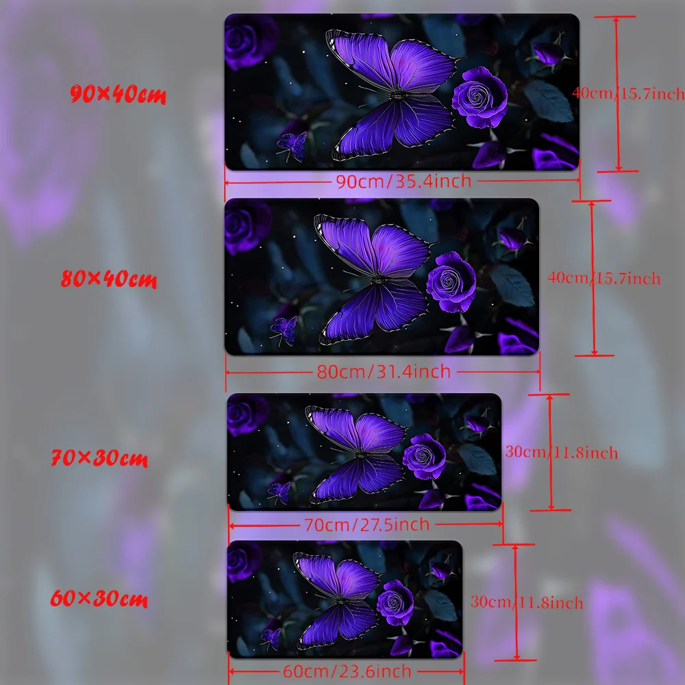 1 Stück Purple Butterfly Dream Mousepad, wasserdichte rutschfeste Gummi-Schreibtischunterlage, Gaming-Tastatur-Zubehör, Bürocomputer PC Gamer L