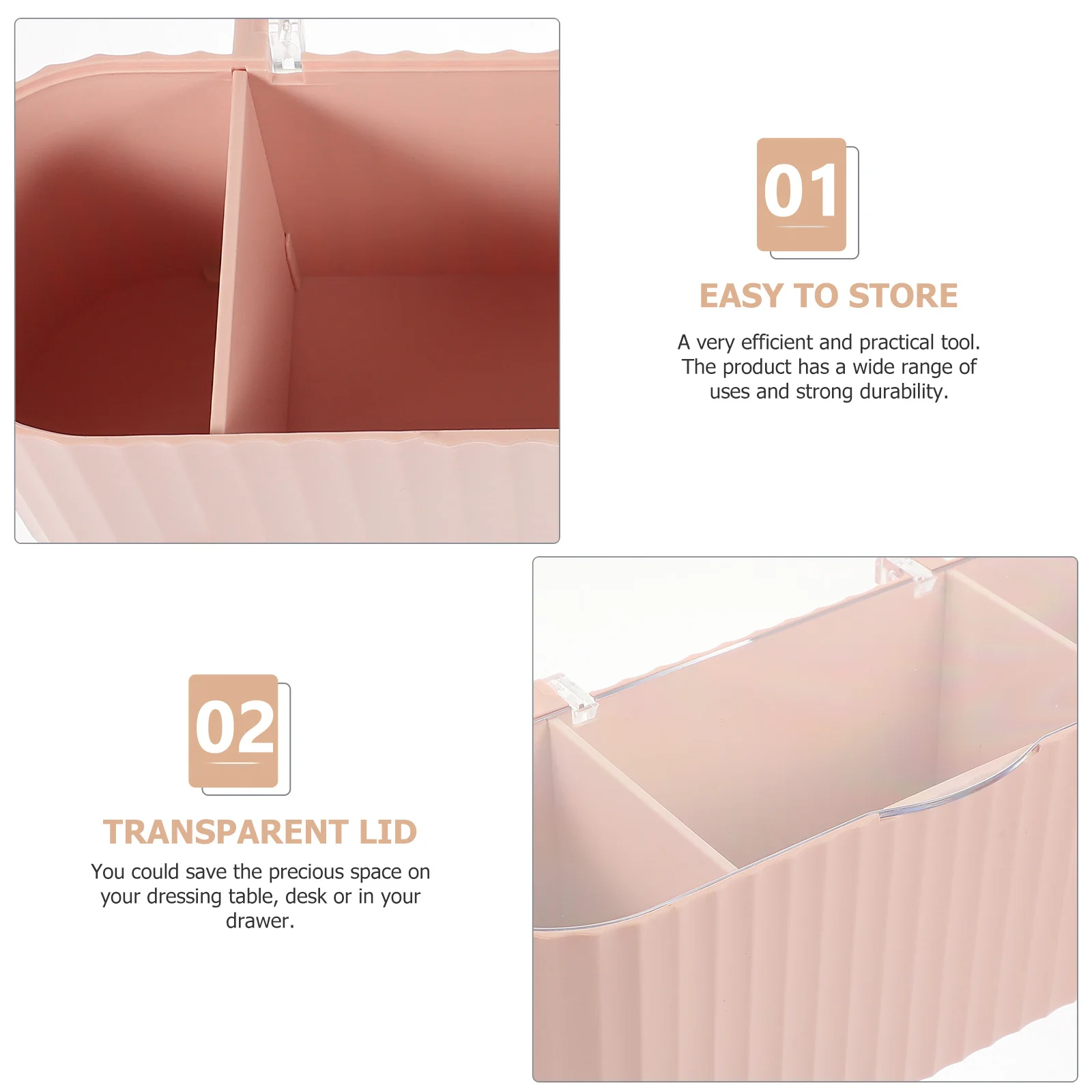 

Makeup Storage Box Organizer Decorative Bathroom Container with Lid Desktop Cotton Pad Holder Compartment Storage Case